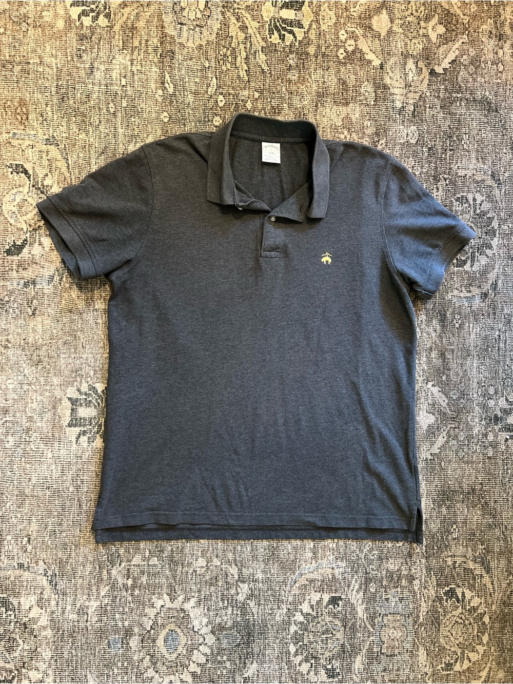 Brooks Brothers 1818 Performance Polo Charcoal Gray Mens Large Slim Fit